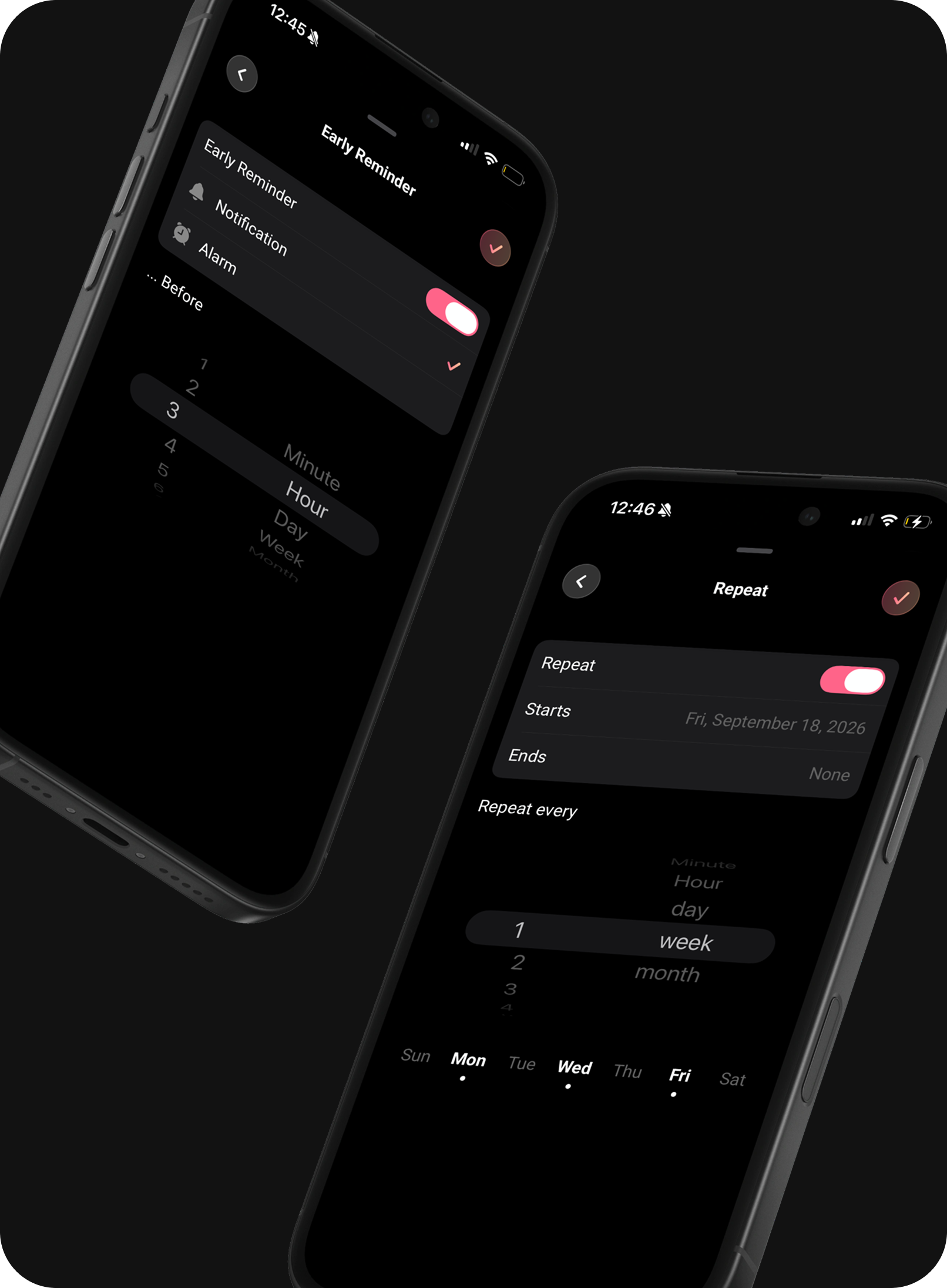 Early Reminder and Repeat settings on overlapping phones